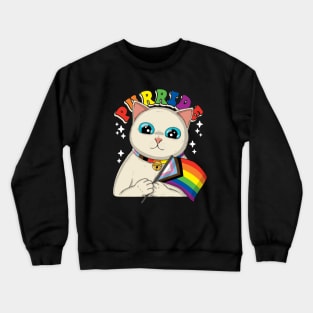 Purride Cat With Progress Pride Flag Crewneck Sweatshirt